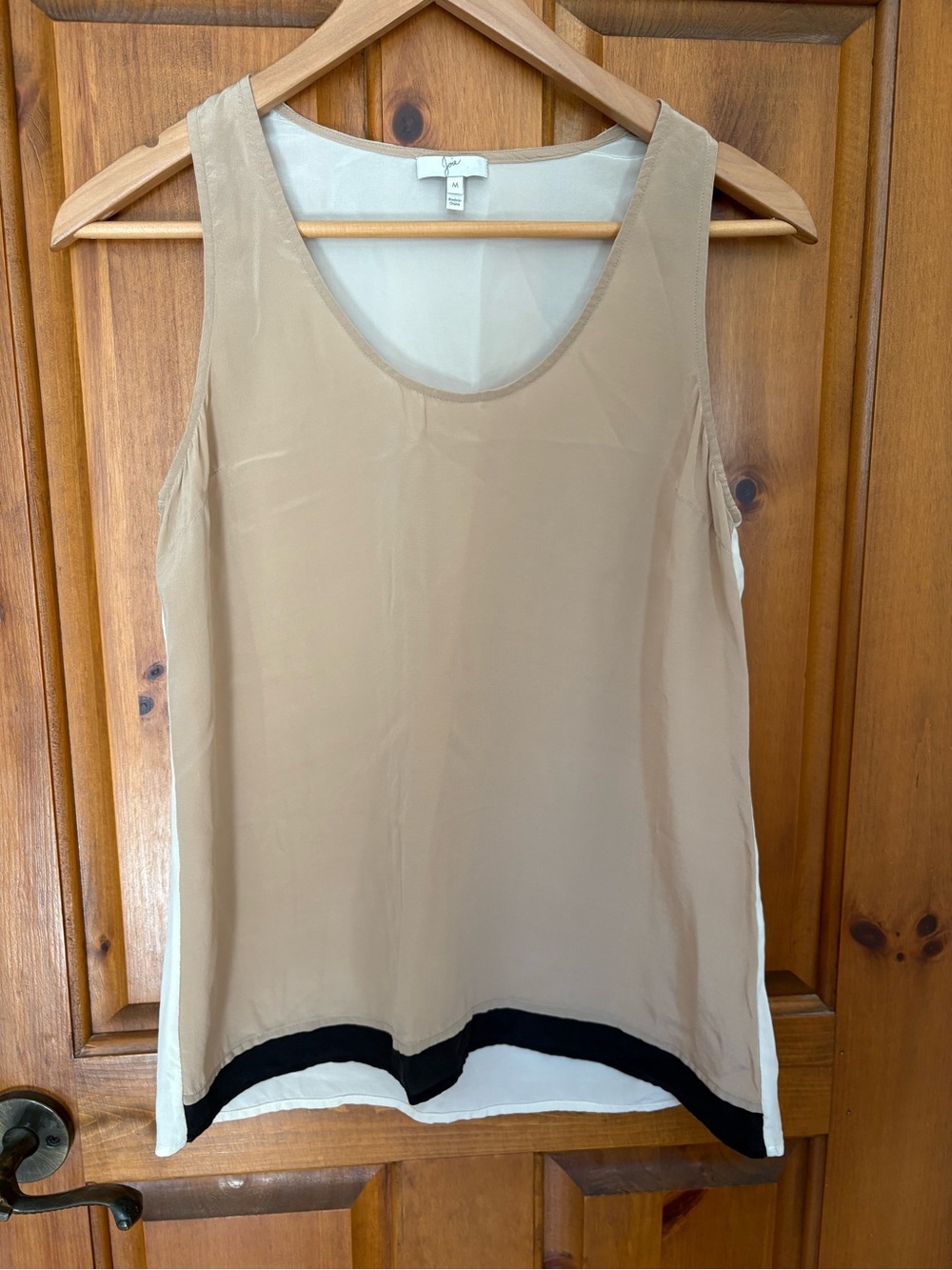 Joie Neutral Beige Sleeveless Tank with Black Trim